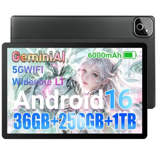 NIDUBIO Tablet 10 Pulgadas Android 16, 36GB RAM 256GB ROM, Octa Core | Ampliable hasta 1TB con TF, Batería 6000mAh, WIFI6+BT5.2, Widevine L1, 5MP+8MP, Pantalla IPS 1280×800 de 10,1"