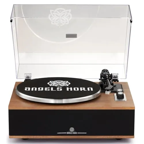 ANGELS HORN - Tocadiscos de Vinilo, Tocadiscos Bluetooth HiFi con Altavoces, Reproductor de Vinilos, Giradiscos preamplificador de Fono, 33/45 RPM y Pastillas AT-3600L