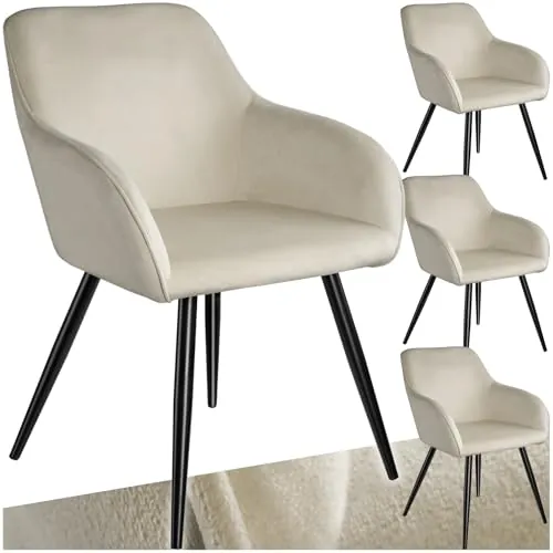 tectake® Silla de Comedor Tapizada de Terciopelo con Reposabrazos, 120 kg