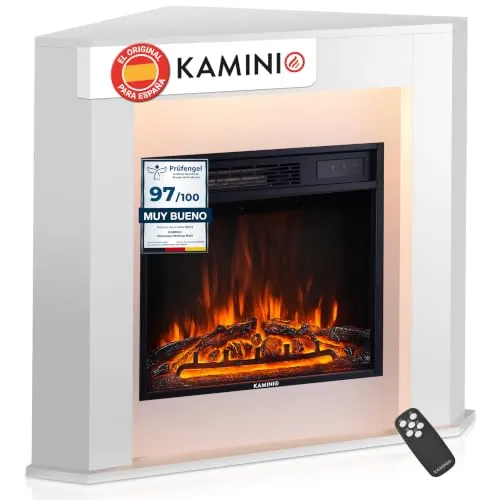 KAMINIO® Matti Esquina Blanca Chimenea eléctrica Decorativa de pie