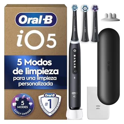 Oral-B iO 5 Cepillo de Dientes Eléctrico con 3 Cabezales, Negro