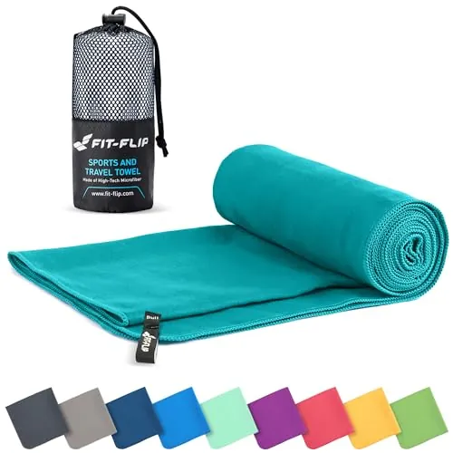 Fit-Flip Toalla Microfibra, para el Gimnasio y la Playa, compacta