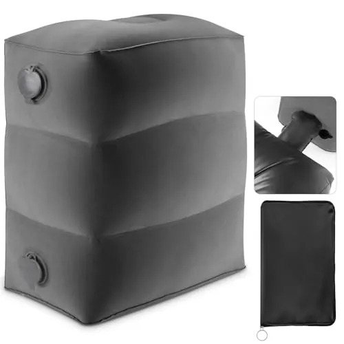 Maliton Reposapiés Inflable para Avión, Viajes Inflable Reposapiés, Fácil de Inflar, con Práctica Bolsa – Para Avión, Coche, Oficina, Para Dormir en Vuelos Largos para Niños (Gris Oscuro, 1 Pieza)
