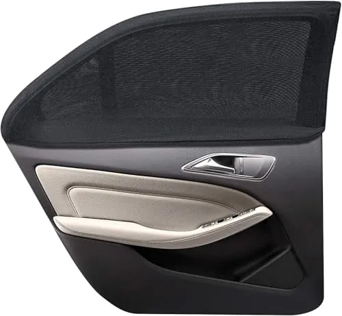 WIN.MAX Parasol de Coche, Parasol Coche Bebe, para Niños y Mascotas, Doble Tejido para Máxima Protección contra Rayos UVA, Fácil instalación, Pack de 2 Unidades (L)