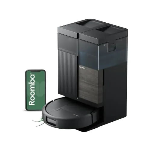 iRobot Roomba Plus 576 Combo y Base AutoWash multifunción, 25KPa, Mopas DualClean PerfectEdge, Lavado/Secado Calor, IA, PrecisionVision, Clearview Pro LiDAR, 90 días autonomía,Accesorios Extra, Negro