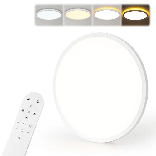 MoonYard Lámpara de techo LED, redonda, plana, Ø50cm, 50W, 5400lm regulable con mando a distancia para dormitorio, habitación infantil y salón