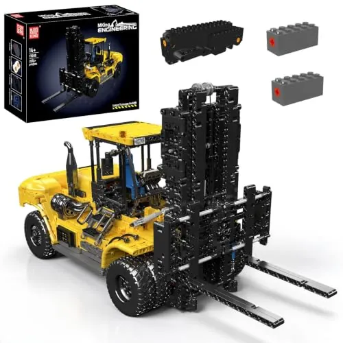 Mould King 17085 Tecnología Carretilla Elevadora Bloques de sujeción Kit | Mando a distancia con control por aplicación, eléctrico con función de elevación y horquillas ajustables