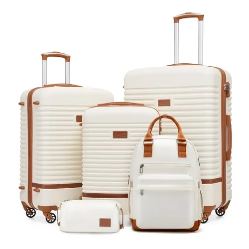 COOLIFE Juego de Maletas 5 Piezas, 20"+24"+28" Maletas para Viaje Familiare