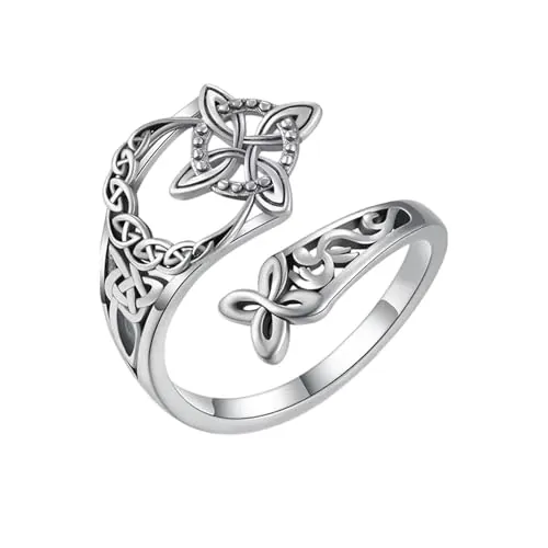 Genérico Anillo De Plata De Ley 925, Anillo De Nudo De Bruja, Joyería Celta, Regalos Para Mujeres, Anillos De Nudo De Protección De Brujas, Anillos Ajustables Abiertos Para El Pulgar