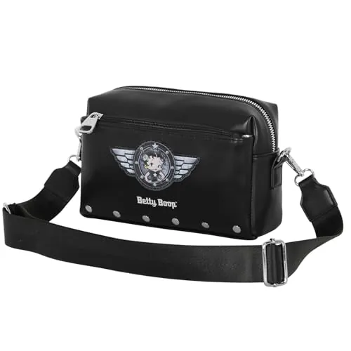 Betty Boop Motor Love-Bolso Bandolera Fashion, Negro, 23 x 15 cm