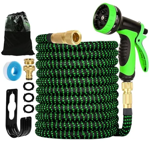 Manguera de Jardin Extensible 15M (3x5M), Mangueras Jardin con Pistola Rociadora de 10 Funciones Manguera para Lavado de Coche, Jardín, Lavar la Mascota con Bolsa de Almacenamiento
