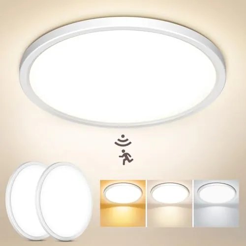 NIBSHOOM 2PCS Plafon LED Techo con Sensor de Movimiento Ø30CM