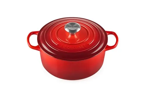 Le Creuset Cocotte redonda de hierro fundido, 24 cm, 4, 2 L, Todas Las Fuentes de Calor incluso inducción, Cereza, 21177240602430