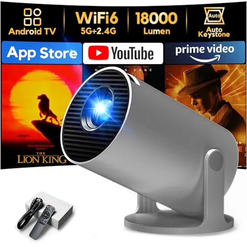 [Apps integradas & Auto Keystone]AKIYO O2 Proyector Portátil con WiFi6 y BT
