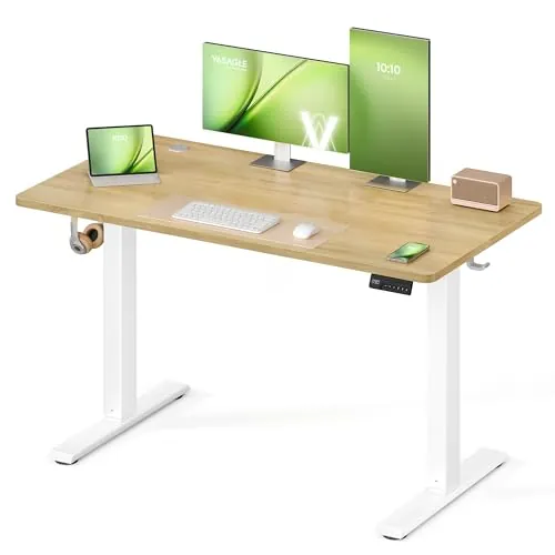VASAGLE Escritorio Eléctrico Ajustable en Altura, Escritorio para Ordenador, Recordatorio de Sedentarismo, Función de Memoria con 4 Alturas, para Oficina, 120 x 60 cm, Roble Dorado LSD312YA03