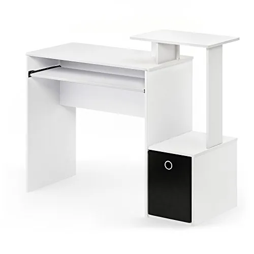 Furinno Econ Multipurpose Home Office Escritorio, Tabla de Madera aglomerada, Blanco/Negro, 40.01 x 40.01 x 86.61 cm