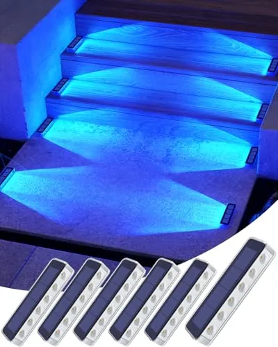 DetarZinLED Luces Solares LED Exterior Jardin, Azul, 6 Piezas