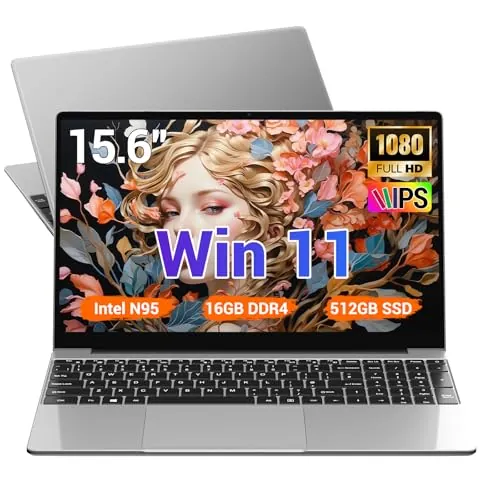 BEYNIVAN Laptop 15,6 Pouces,16GB DDR4 512GB SSD TF 1TB, N95 (hasta 3,4 GHz),Gamer Computer Notebook,Win 11,1920x1080 FHD,WiFi 5,USB 3.0,Webcam,Mini HDMI,Student/Business Laptop,Gris