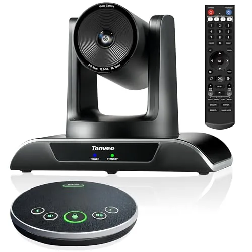 Tenveo Sistema de videoconferencia Cámara PTZ Zoom óptico 3X con Altavoz Bluetooth de Audio y Salida de vídeo USB3.0/HDMI para Sala de reuniones(VHD3U+M3B)