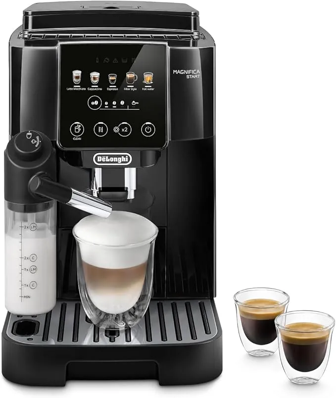 De’Longhi Magnifica Start - Cafetera Superautomática, LatteCrema Jarra de leche automática, 4 Bebidas One-Touch, Controles Soft Touch, Negro (ECAM220.91.B)