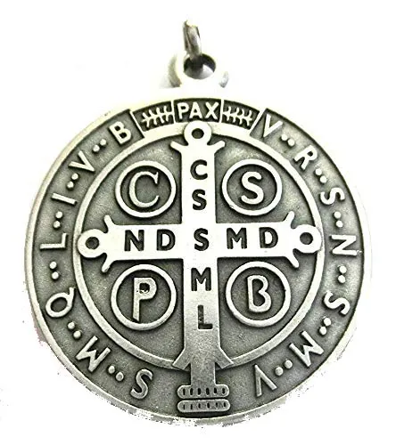 GTBITALY Medalla de San Benito 60.050.30 de plata de 48 mm con anillo para sacerdote exorcismo, monja, iglesia, sacerdote santo