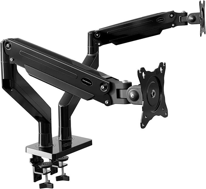 Invision Soporte Monitor Doble Brazo para Pantallas 24-35 Pulgadas, VESA 75/100mm, Altura Ajustable Inclinar Girar y Extender, Resorte de Gas Montaje de Abrazadera de Escritorio Peso 2-15kg (MX900)