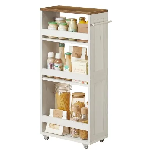 VASAGLE Carrito de Almacenaje Delgado de 4 Niveles, 40 x 20 x 86,5 cm