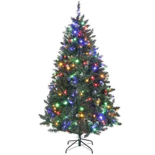 HOMCOM Árbol de Navidad 180 cm con Luces LED 9 Modos de Iluminación Verde