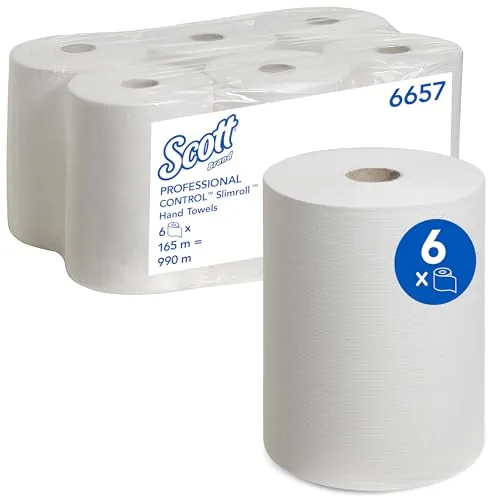Scott Toallas Desechables 6657, 1 capa, Toallas Papel Secamanos, 6x165m