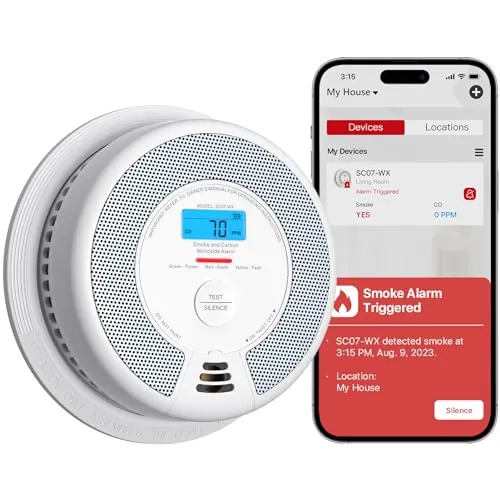 X-Sense Detector Inteligente de Humo y Monóxido de Carbono Wi-Fi con Batería Reemplazable, Compatible con la App X-Sense Home Security, SC07-WX, 1 Unidad