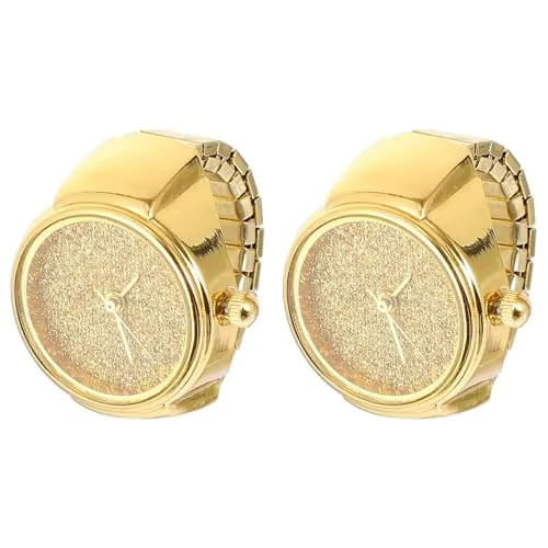 HOMSFOU 2pcs Reloj de Anillo Reloj de Cuarzo Dedo Parejas Anillos de Dedo para Regalo para Anillo de Movimiento Reloj Regalos para Personalidad Caso Normal Espejo de Cristal
