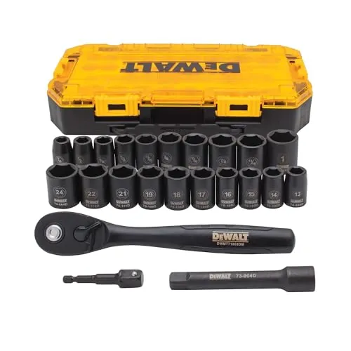 Dewalt Metric/SAE DWMT74739 - Juego de llaves de vaso de impacto (1/2", 23 piezas)