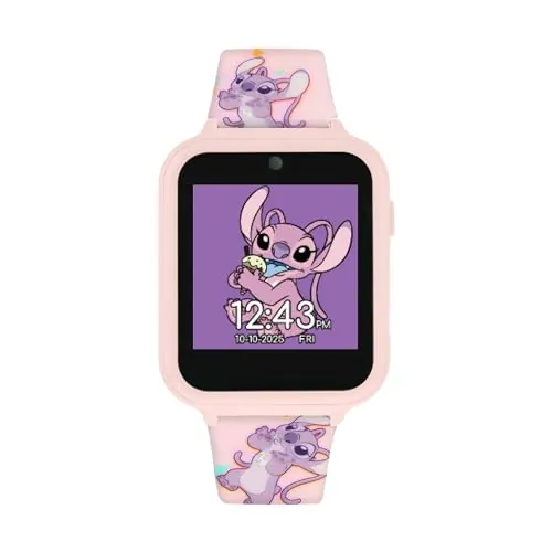 Disney Kids Lilo & Stitch Angel Rosa Reloj inteligente interactivo digital con correa de silicona LAS4088