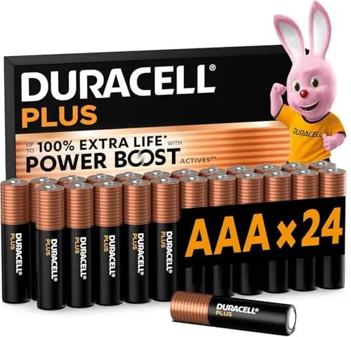 DURACELL Plus AAA Pilas Alcalinas (Paquete de 24) 1.5V, LR03