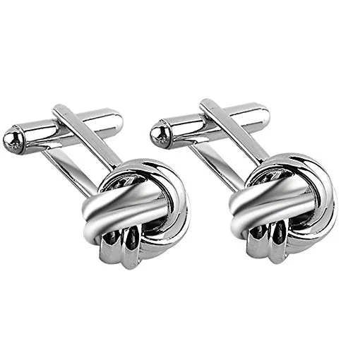 Ogquaton 1 Par Clásico Ahueca hacia Fuera la Camisa Traje Puños Vintage Twisted Nudo Gemelos Gemelos de Moda Regalo de Cumpleaños para Hombre Plata