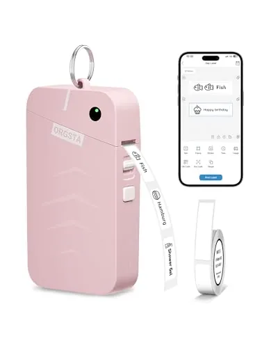 ORGSTA S001 Etiquetadora Bluetooth Portátil Impresora Label Maker | 2000 mAh Mini Térmica Etiqueta Adhesiva Printer para Hogar, Oficina, Escuela