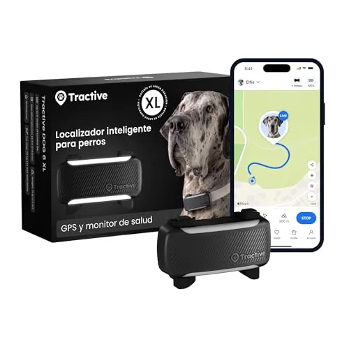 Tractive GPS para Perros Inteligente | Edición 2026 | Localización GPS en Tiempo Real | Alertas antifuga y avisos de Salud | Monitorización de Constantes Vitales | Batería de Larga Duración (Negro)