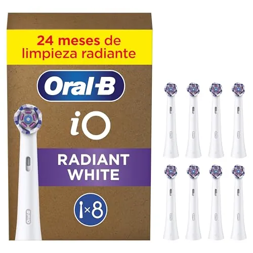 Oral-B iO Radiant White Cabezales de Recambio Originales, Blanco, Pack de 8