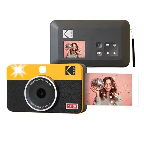 KODAK Mini Shot 2 Retro 4PASS 2-in-1 Cámara instantánea e Impresora fotográfica (5,3 x 8,6 cm) + 8 Hojas, Amarillo