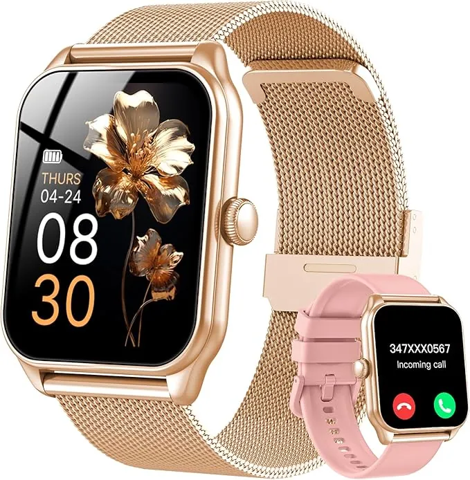 Reloj Inteligente Mujer, 1.91" Smartwatch Mujer pulgadas con Llamadas, IP68 Impermeable, 120+ Modos Deportivos con HD Pantalla Táctil, Podómetro, Monitor de Sueño, Impermeable IP68 para Android iOS