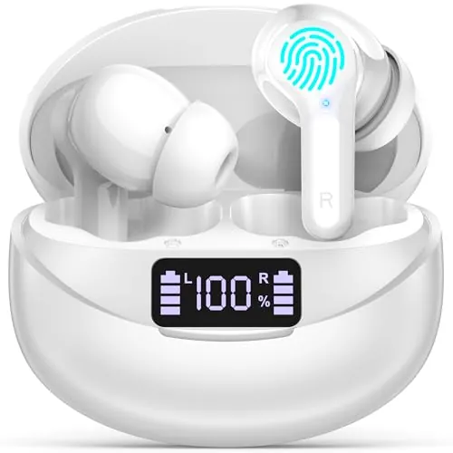 Auriculares Bluetooth Inalambricos 5.3 con Sonido Hi-Fi Estéreo, USB-C | Sonido Hi-Fi Estéreo, Micrófono HD Integrado, Pantalla LED Doble, 35H de Reproducción, Carga USB-C
