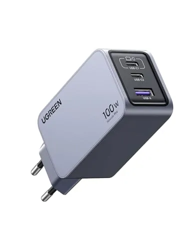 UGREEN Nexode Pro 100W Cargador USB C GAN Adaptador de Corriente Multienchufe Compatible con Samsung Galaxy S26/ S25 Ultra MacBook iPad iPhone 17 Pro MAX Air/Serie 16-12 Steam Deck