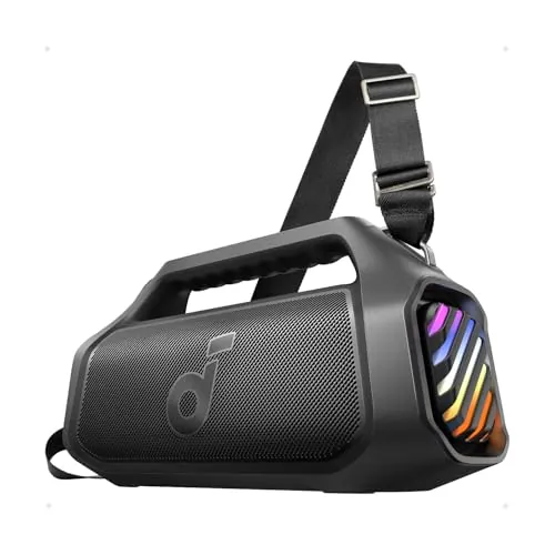 Soundcore Boom 2 Plus Altavoz Bluetooth Potente, 140 W con 2+2 Canales Estéreo, BassUp 2.0, Carga Rápida de 30 W, 20 h de Autonomía, IPX7, Flotante, Luces RGB, USB-C, EQ Personalizado, Bluetooth 6.0