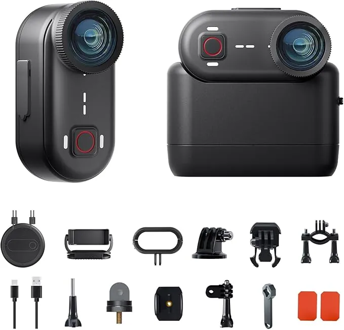 Apexcam K80 Pequeña Cámara Deportiva con 64G 4k WiFi Portable Vlogging Cámara con EIS 10M Impermeable Cámara Acuática con Grabación en Bucle y 1300mAh Expansion Module