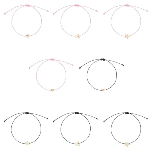 AFCJLTO Conjunto de 8 Pulseras de Amistad de Corazón y Estrella, Ajustables y Tejidas en Colores Vivos, Ideales para Novias, Mejores Amigas, Parejas, Mujeres y Niñas