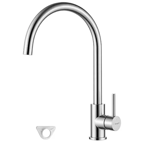 GRIFEMA Grifo Cocina Fregadero Acero Inoxidable, Caño Alto 360°