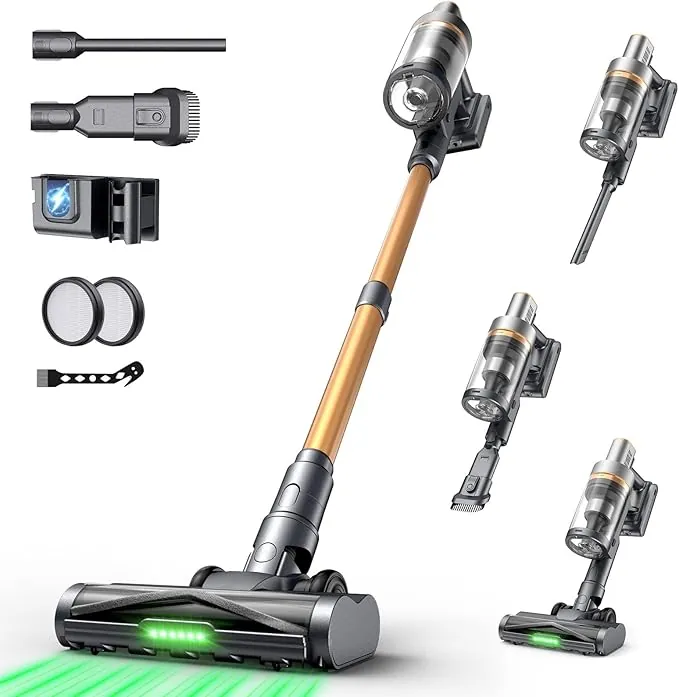 Aspiradora Sin Cable 65kPa/650W/75Min, Escoba Aspiradora sin Cable de 1.6L, Sistema de Asistencia Ergonómica, Aspirador Inalámbrico Antienredo, Ideal para Suelos, Alfombras y Pelo de Mascotas