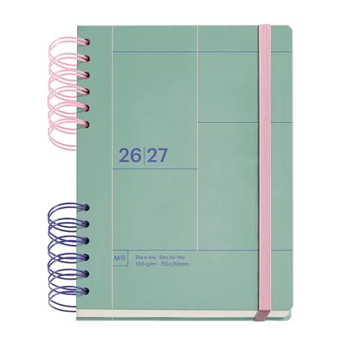 Miquelrius - Agenda Escolar 2026 2027 Día por Página A5+, Verde