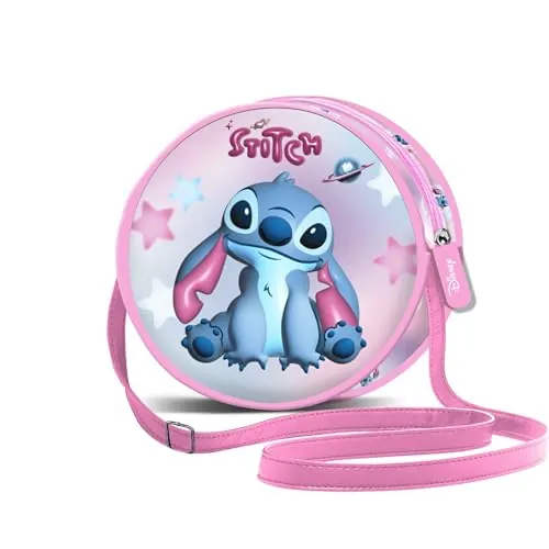 Disney Lilo y Stitch Cosmic-Bolso Redondo, Rosa, 18,5 x 18,5 cm