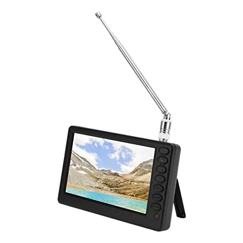 KIMISS Mini TV Portátil de 5 Pulgadas - Compatible con ISDB T - TV Digital Recargable de Bolsillo 1080P - Función de Radio FM - Enchufe de la UE 110-220V
